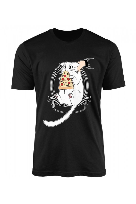 Koszulka Męska Kot z pizzą