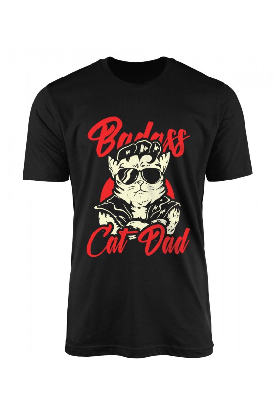 Koszulka Męska Badass Cat Dad