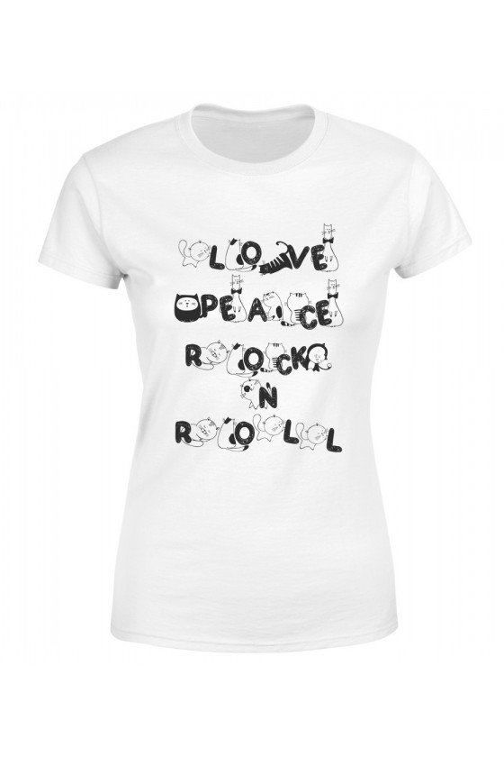 Koszulka Damska Love Peace Rock N Roll