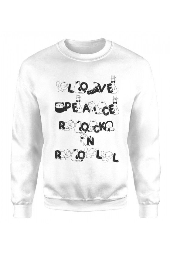 Bluza Klasyczna Damska Love Peace Rock N Roll