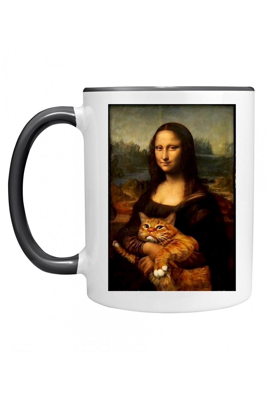Kubek z Kolorowym Uchem Mona Lisa Z Kotem