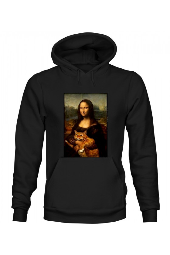 Bluza z Kapturem Męska Mona Lisa Z Kotem