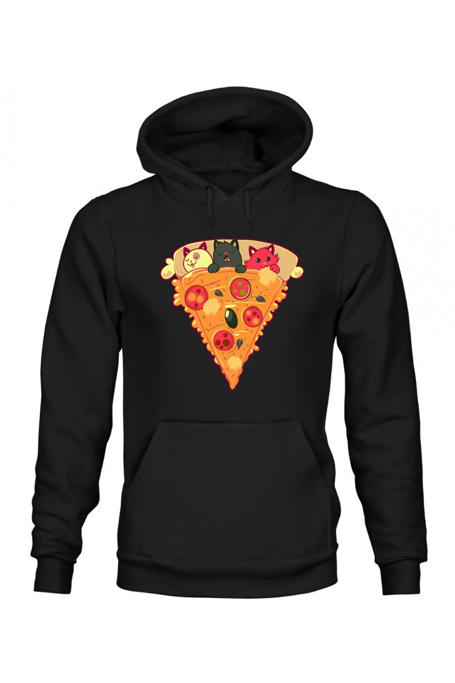 Bluza z Kapturem Męska Kocia Pizza